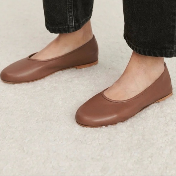 Jenni Kayne Shoes - Jenni Kayne Charlotte Luxury Ballet Flat in Brown Soft Leather Size 41
